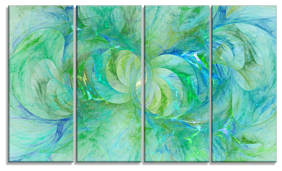 Snow Fractal Glass Texture, Abstract Canvas Art Print, 48"x28", 4 Panels