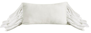 Washed Linen Long Ruffled Pillow, 16"x26", White, 1 Piece