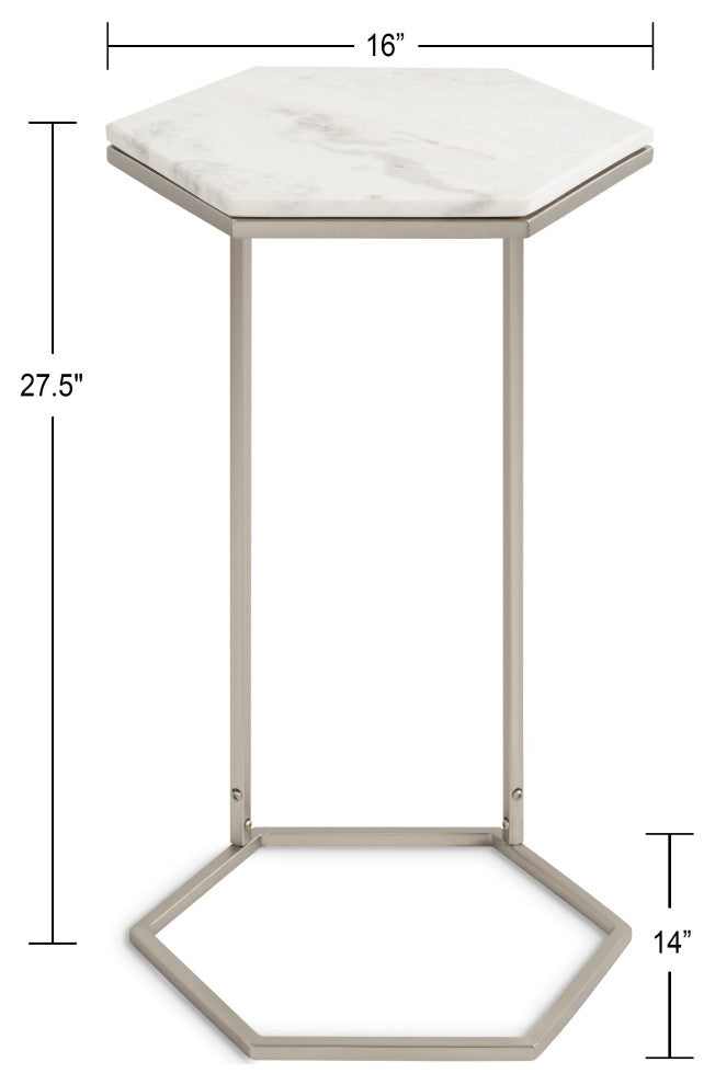 Trillion Metal Accent Table, Silver, 16"x28"