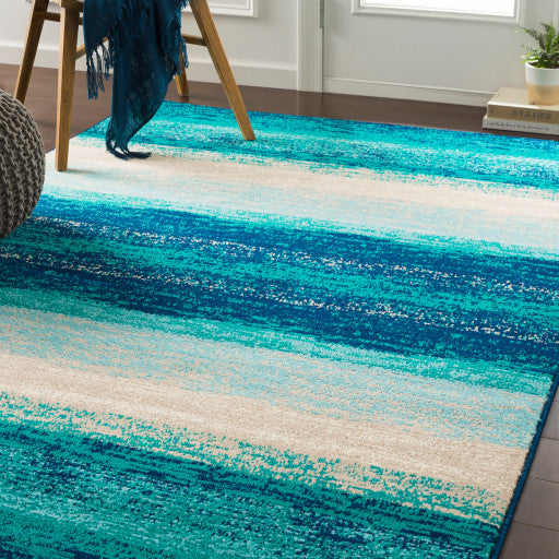 Surya Paramount PAR-1109 8'10"x12'10" Rug, Teal/Aqua/Dark Blue/Light Gray/Cream