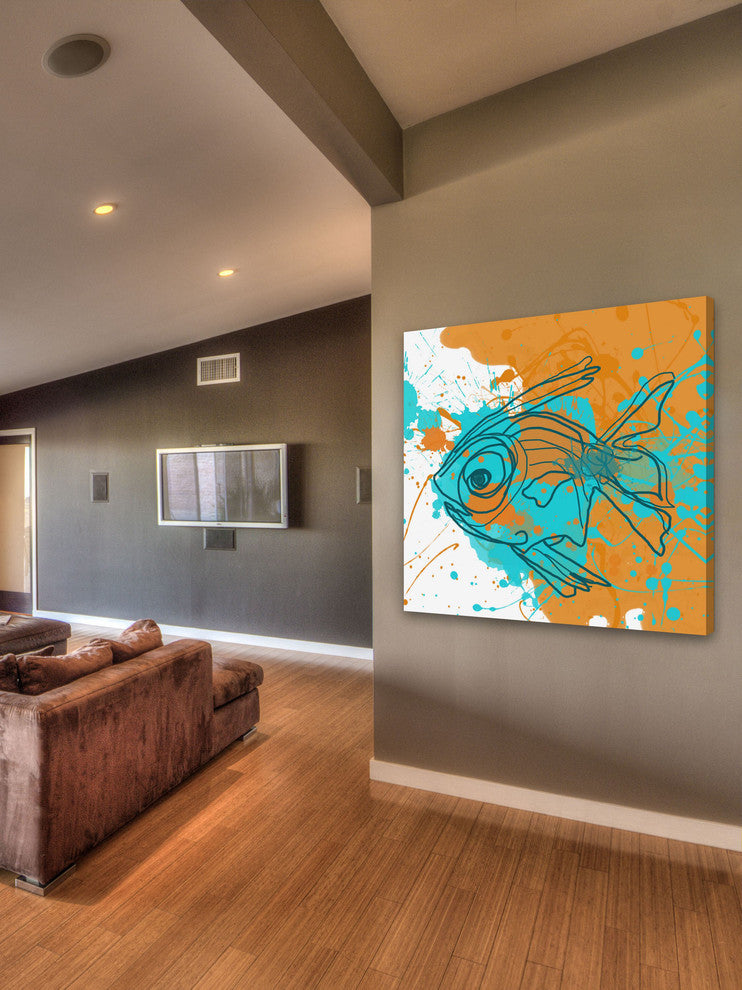 "Aqua Fish" Painting Print on Canvas by Irena Orlov