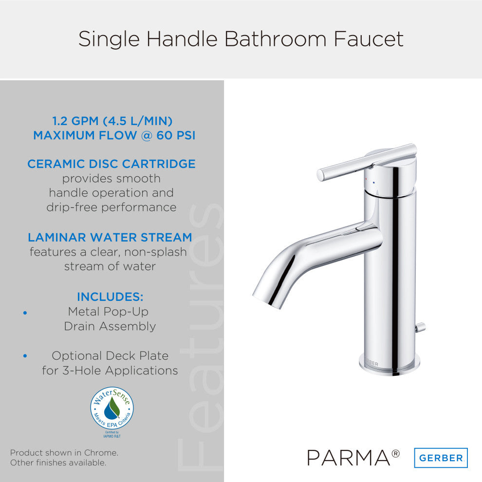 Parma 2H Centerset Bath Faucet, Metal Pop-Up Drain 1.2gpm, Brushed Bronze