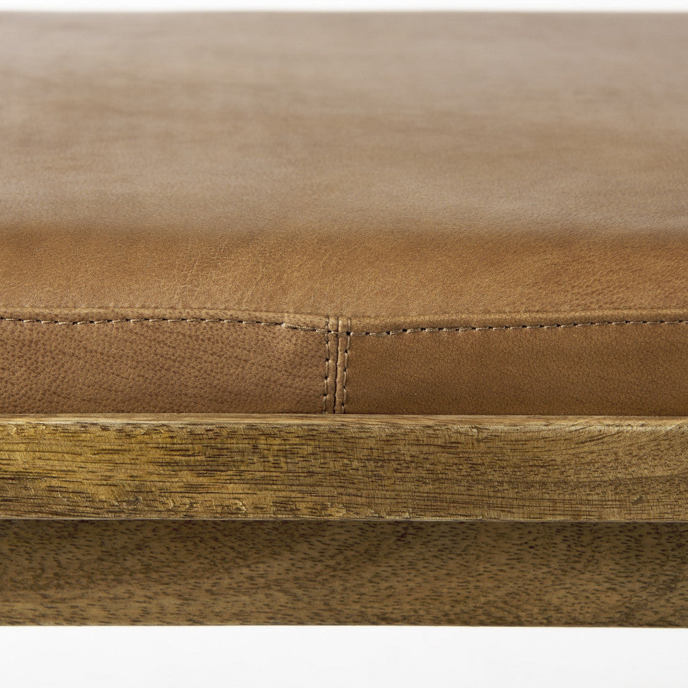 26" Cognac Brown Faux Leather Counter Stool