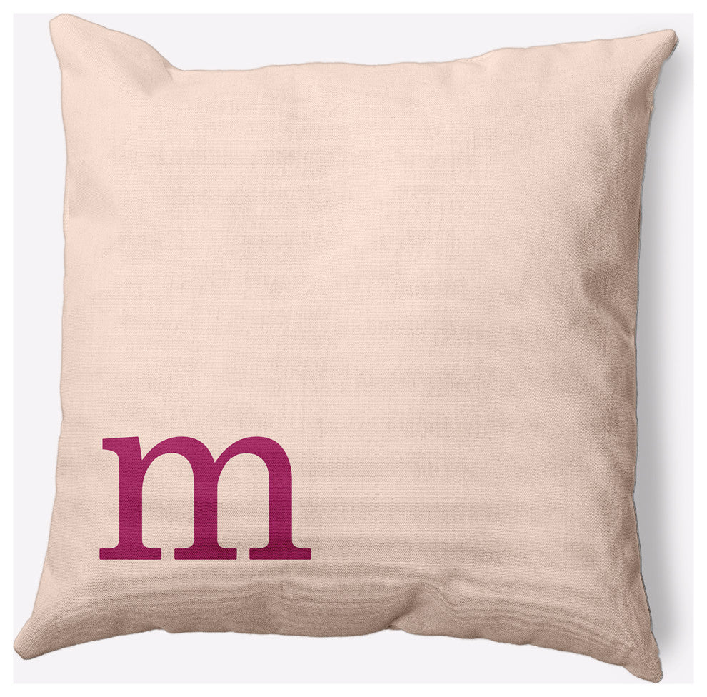20" x 20" Modern Monogram Indoor/Outdoor Polyester Throw Pillow, Dusty Rose