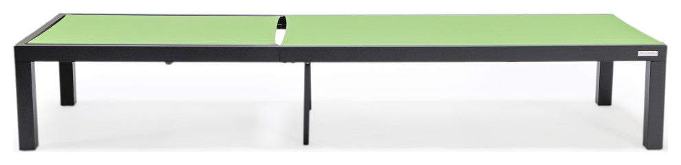 LeisureMod Marlin Patio Chaise Lounge Chair With Black Frame, Green