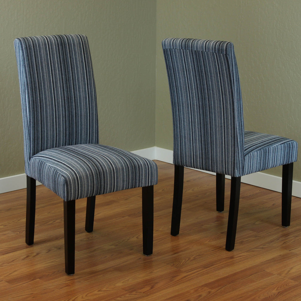 Seville Stripe Fabric Dining Chairs, Set Of 2, Teal