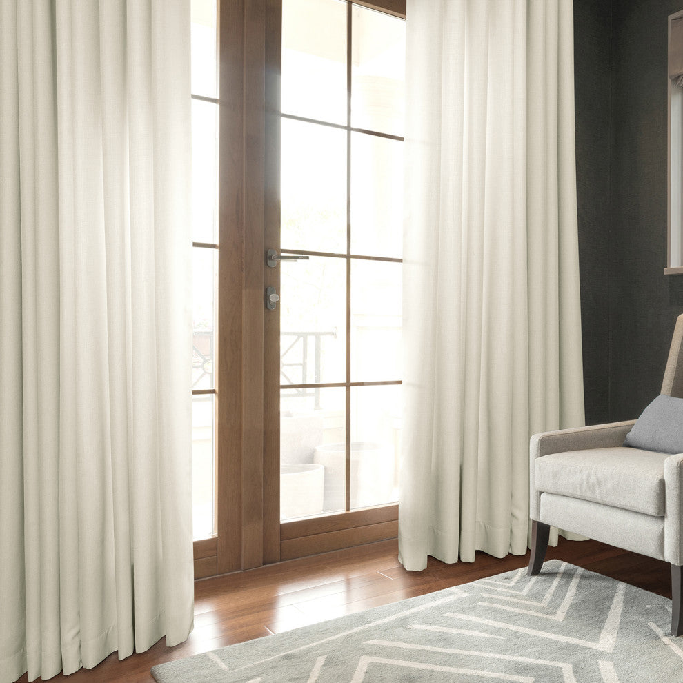 Italian Faux Linen Grommet Curtain Single Panel, Magnolia Off White, 50w X 120l