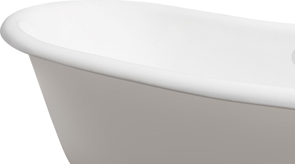 71" Cast Iron R5240CH-GLD Soaking Clawfoot Tub and Tray With External Drain