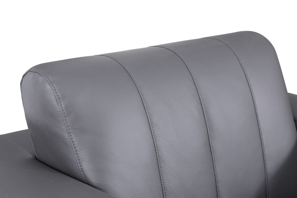 Charcoal Gray Stripe Top Grade Italian Leather Chair