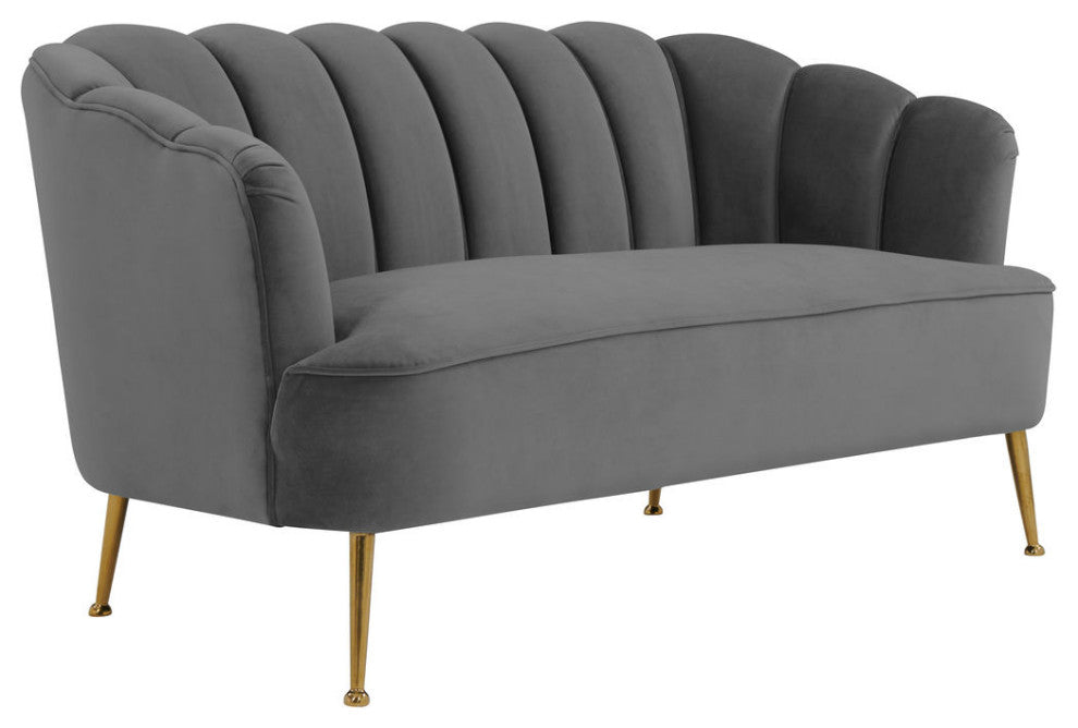 TOV Furniture Daisy Grey Velvet Settee