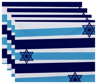 Decorative Holiday Placemat, Set of 4, Stripe, Light Blue