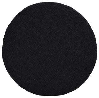 Fuji 19" Oversized Horizontal Tufted Round Storage Ottoman, Ebony Black Boucle