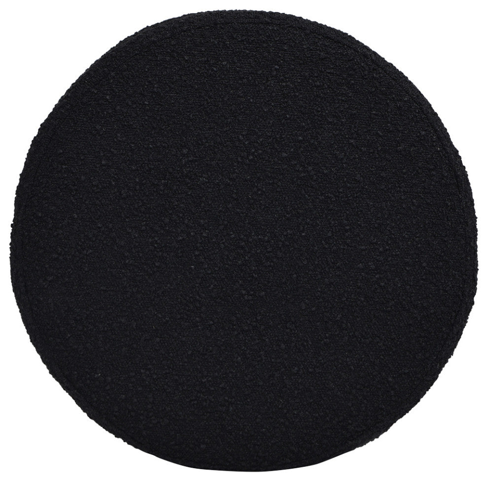Fuji 19" Oversized Horizontal Tufted Round Storage Ottoman, Ebony Black Boucle
