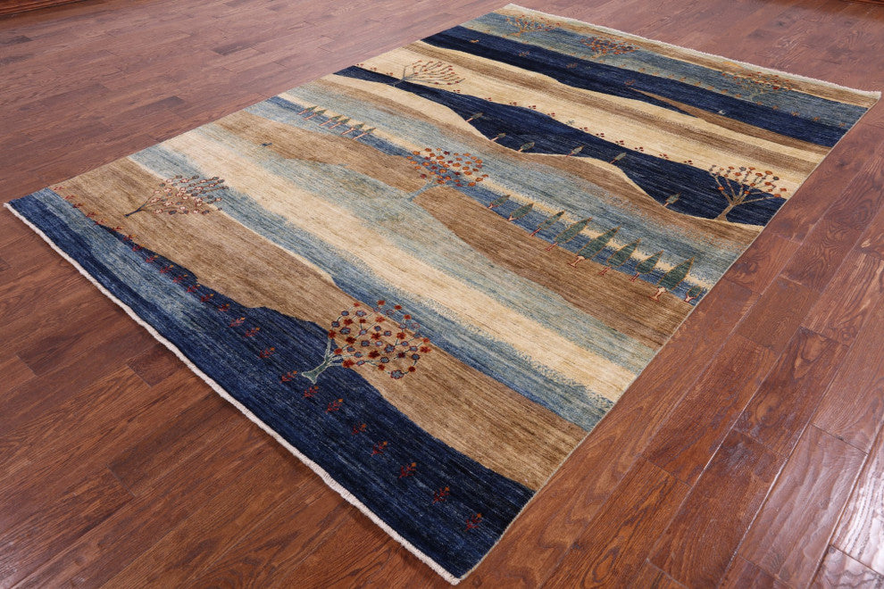 Tribal Persian Gabbeh Hand Knotted Wool Rug 6' 9" X 9' 9" Q5283