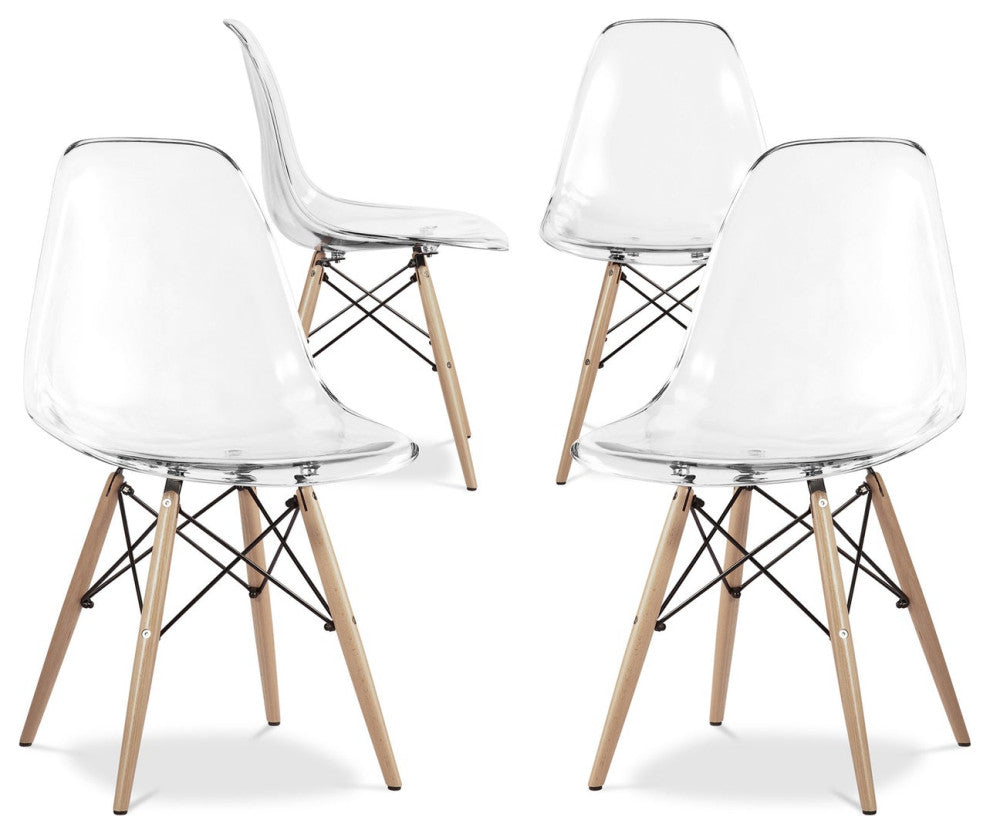 Pyramid Dining Chair, Clear, 4-Pack