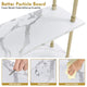 White Marble Wood Bookcase with Gold Metal Pipe Frame