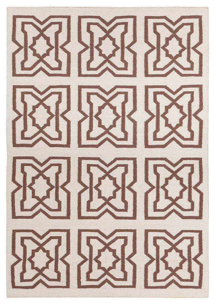 Lima Contemporary Area Rug, Brown and Cream, 5''x7''