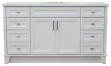 61" Single Sink Vanity, White Finish And Engineered Stone Top And Rectangle Sink
