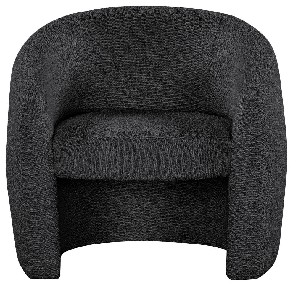Acadia Boucle Fabric Upholstered Accent Chair, Black