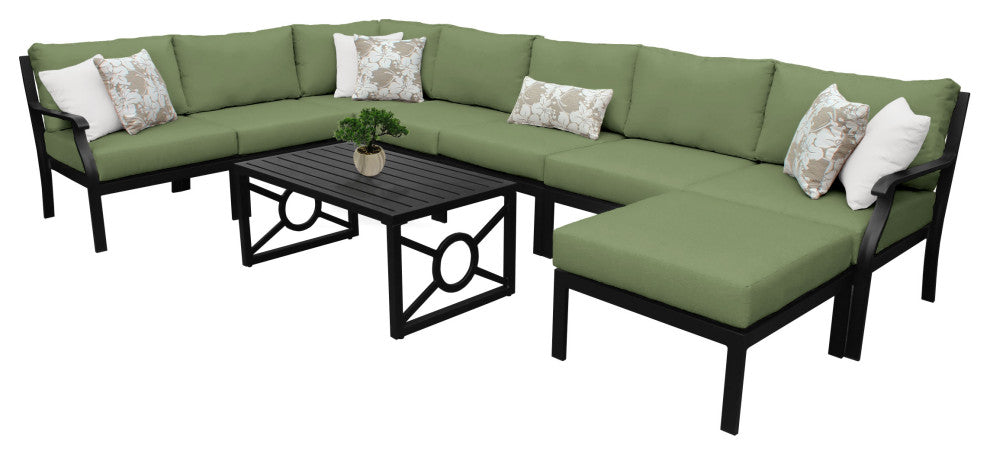 kathy ireland Madison Ave. 9 Piece Aluminum Patio Furniture Set 09d, Forest
