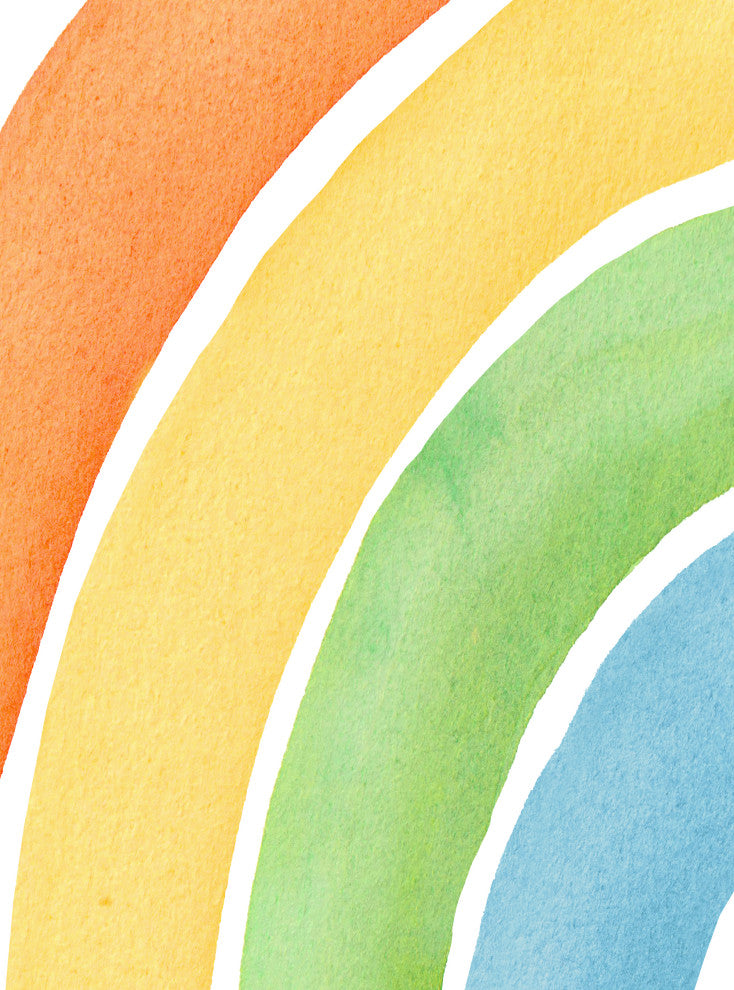 Watercolor Rainbow Vinyl Wall Sticker - Peel and Stick, Orange, Large 59"w X 48"h