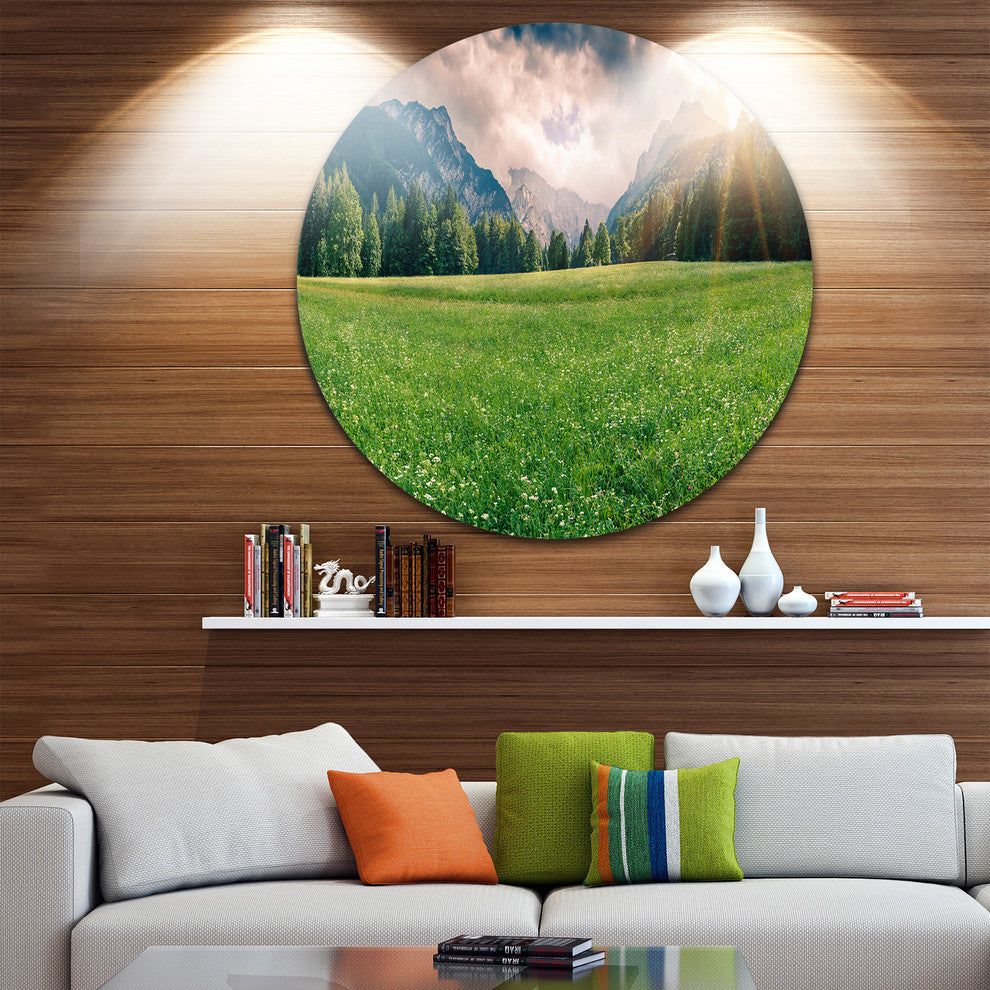Triglav Mountain Panorama, Landscape Photo Round Metal Wall Art, 11"