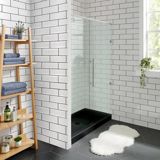Voltaire 48"x36" Acrylic Black, Single-Threshold, Center Drain, Shower Base