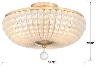 Bella 3-Light Antique Gold Ceiling Mount, Frosted Glass Beads