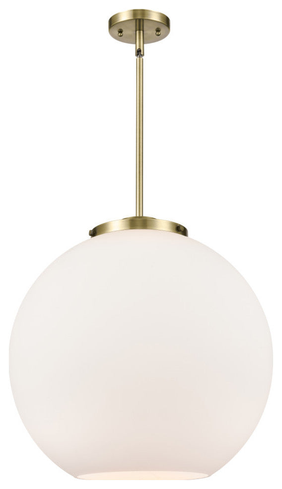 Athens Pendant, Antique Brass, Matte White, Matte White
