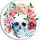 Skull Bouquet Vector Art, Contemporary Round Metal Wall Art, 11"