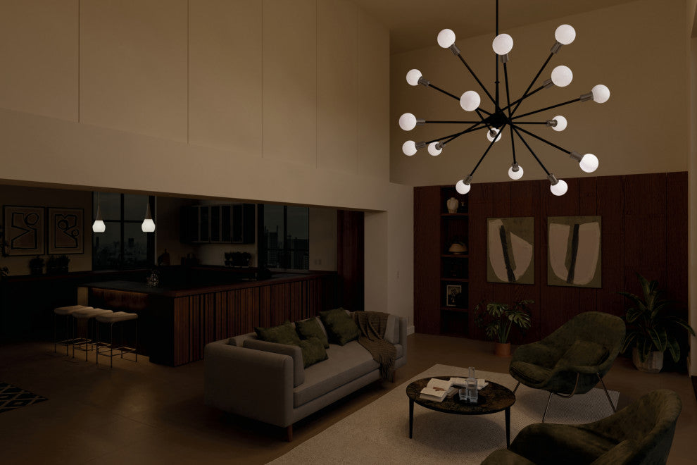 Armstrong 63" 16 Light Chandelier, Black