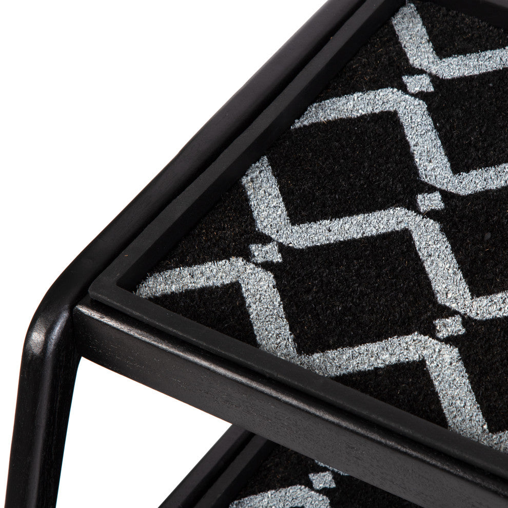 Double-Tier Black Stand With 2-Pair Rubber Boot Trays San Tropez