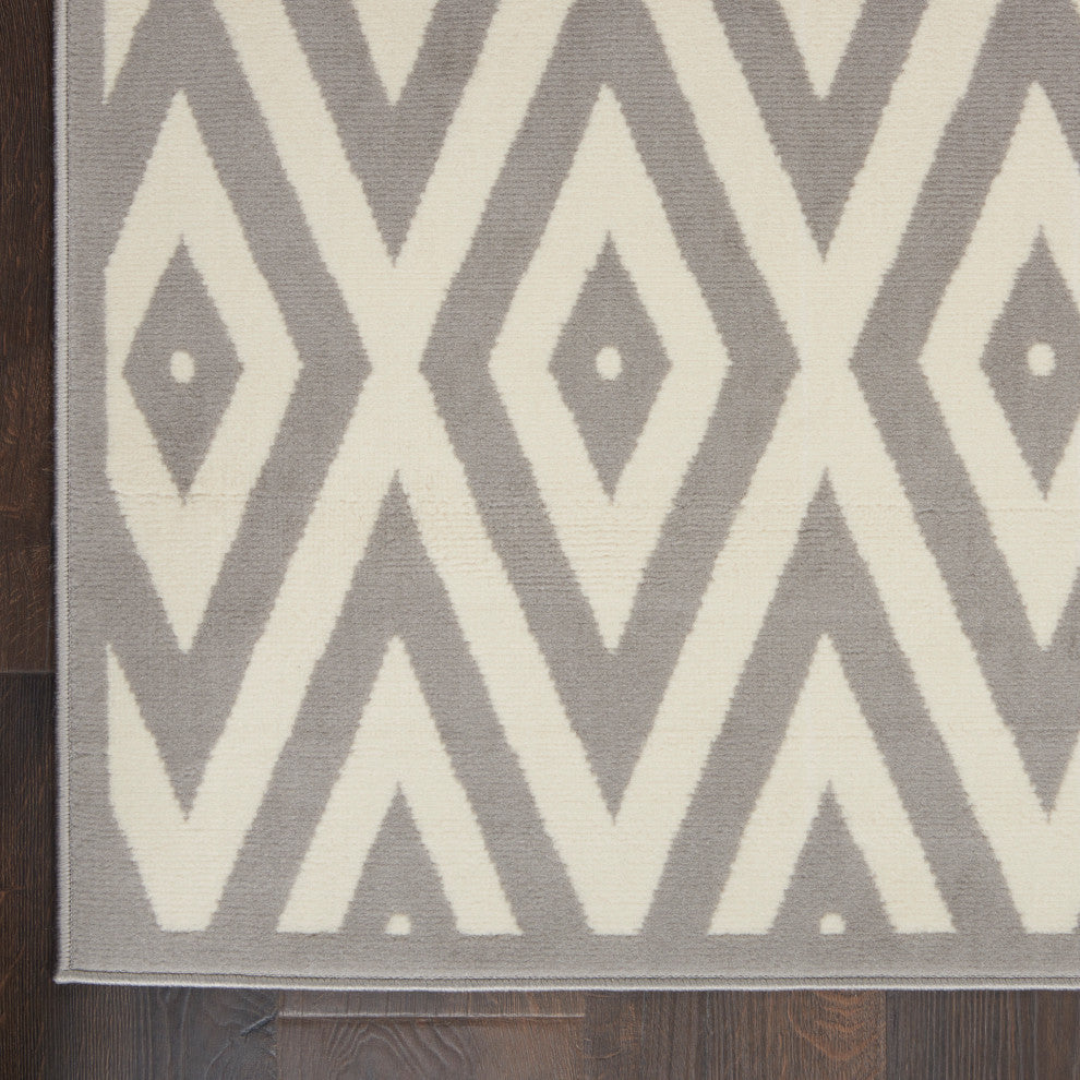 Nourison Grafix 2' x 4' White/Grey Mid-Century Modern Indoor Area Rug