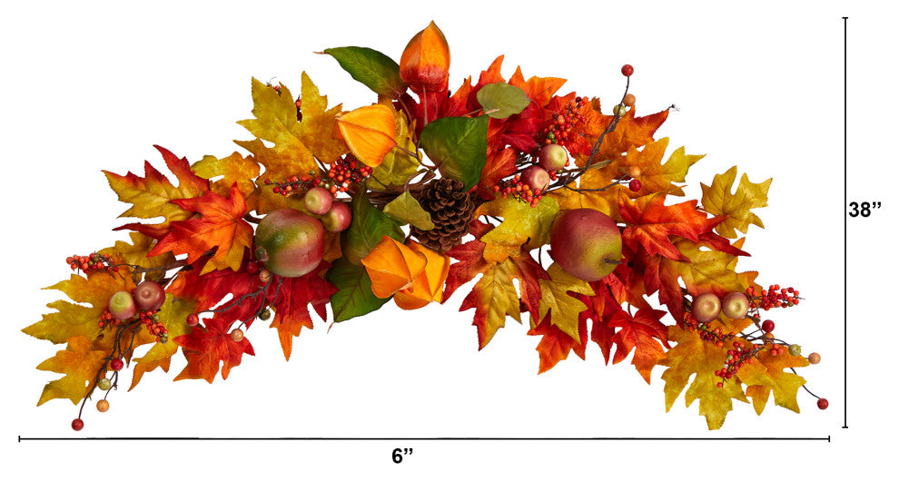 38" Autumn Maple Leaf Berry Artificial Swag