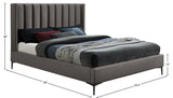 Nadia Velvet Upholstered Bed, Gray, King
