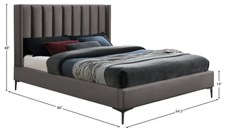 Nadia Velvet Upholstered Bed, Gray, King