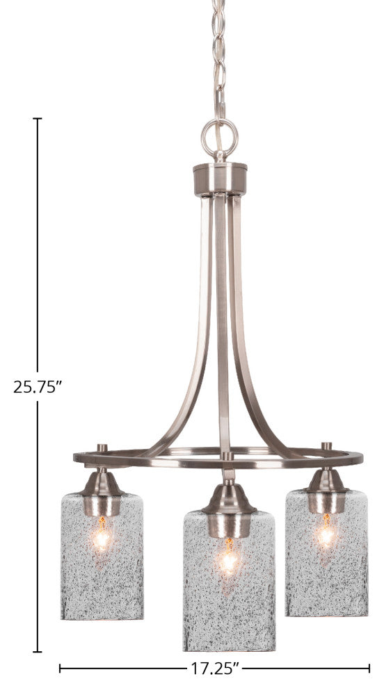 Paramount Downlight 3-Light Chandelier, Brushed Nickel, 4" Smoke Bubble Glass