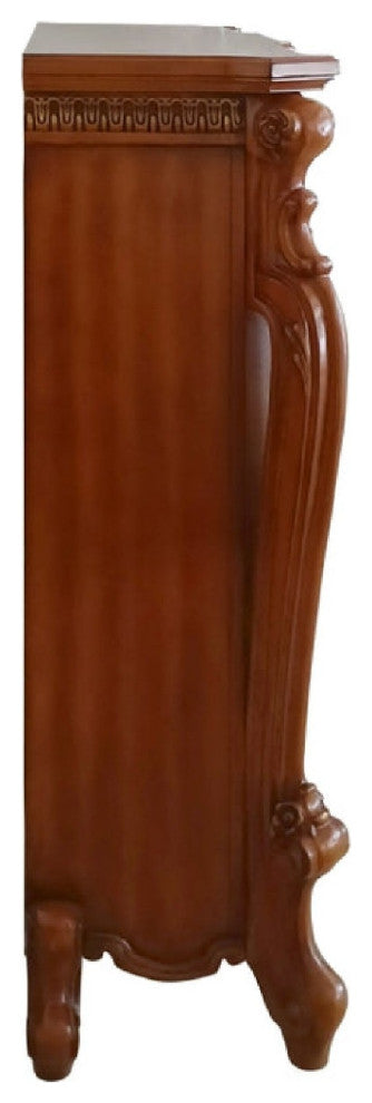 Benzara BM274620 59" Electric Fireplace, Carved Scrolled Legs, Walnut Brown
