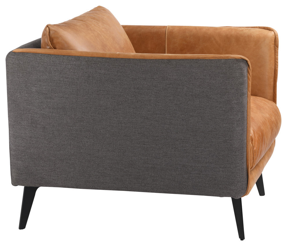 Mid - Century Modern Messina Leather Arm Chair Cognac - Brown