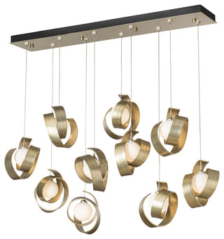 Riza 10-Light Pendant Modern Brass Opal Glass Standard