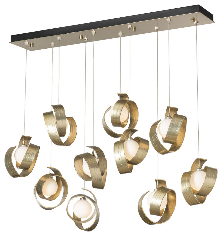 Riza 10-Light Pendant Modern Brass Opal Glass Standard