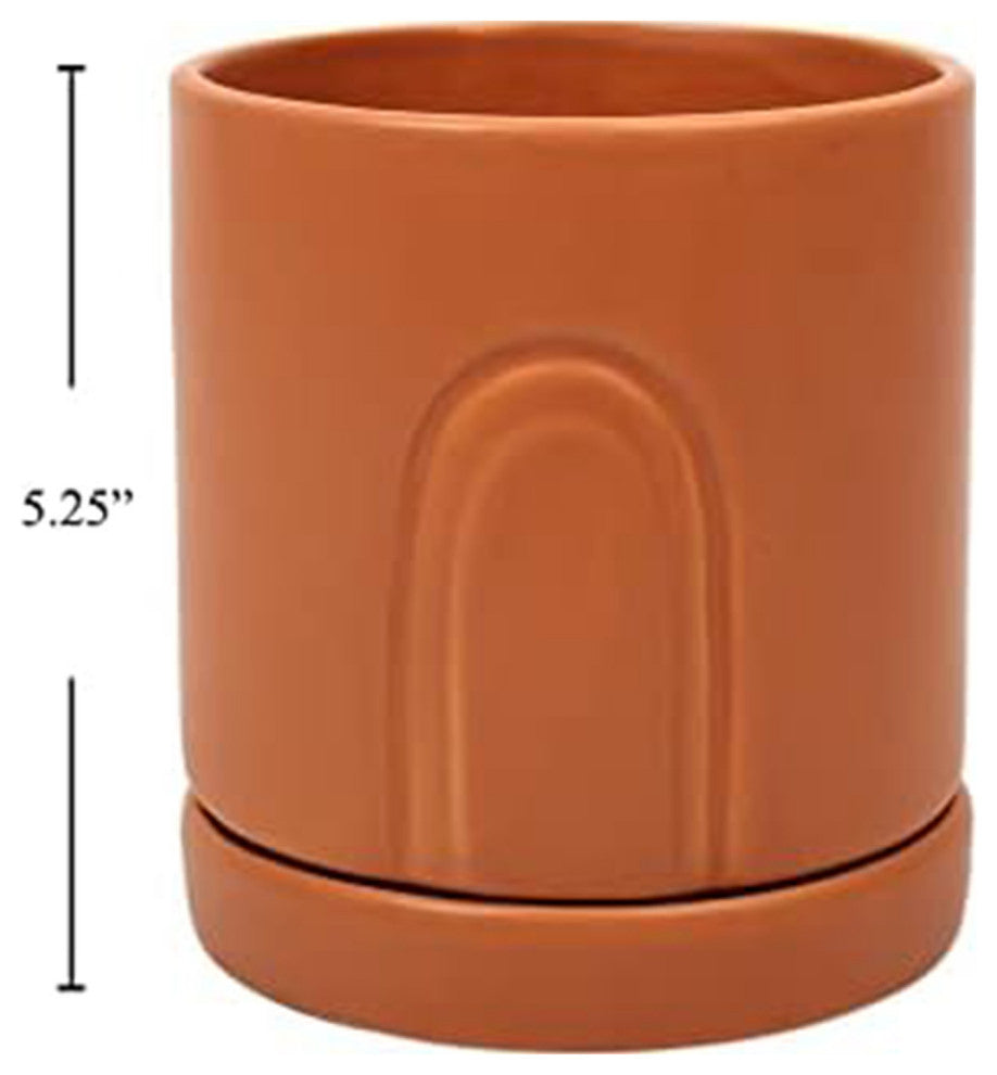Ceramic Flower & Plant Vase, 4.80"L x 5.28"H x 4.88"W, Burnt Orange