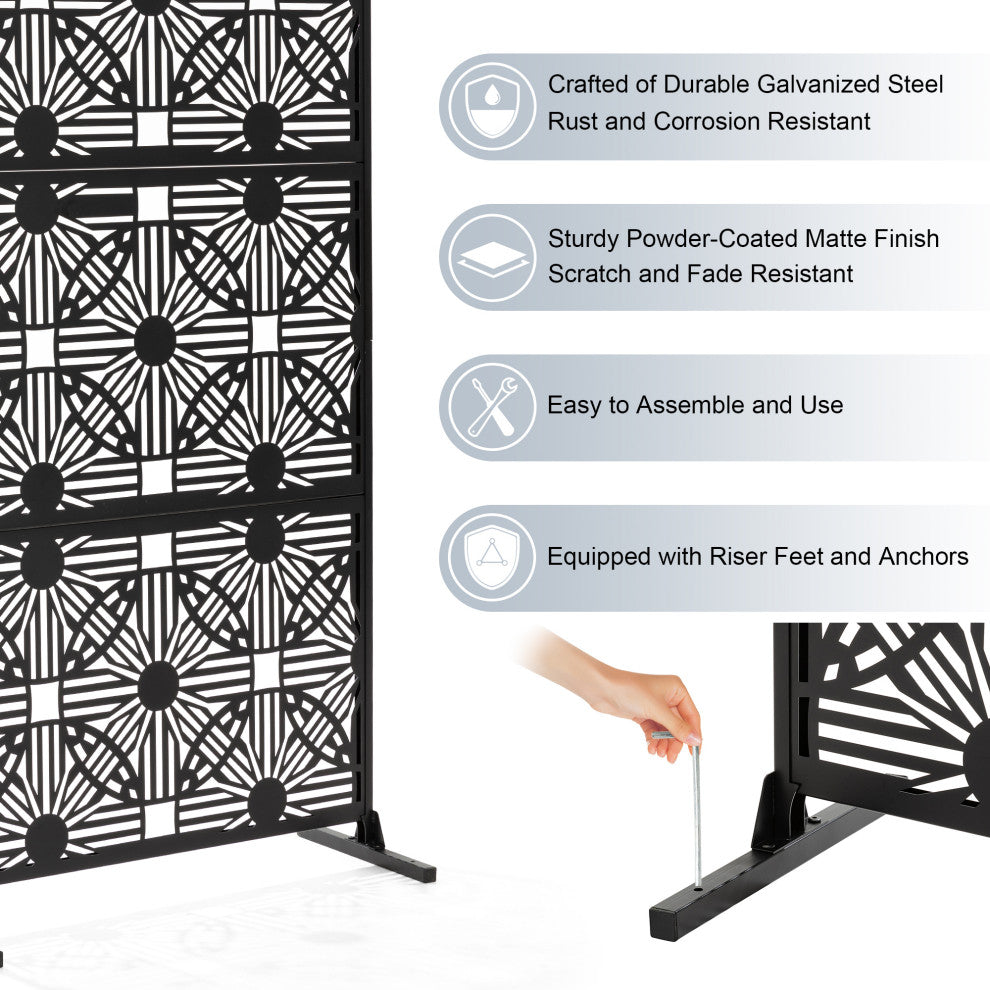 6ft Galvanized Steel Privacy Screen Fence