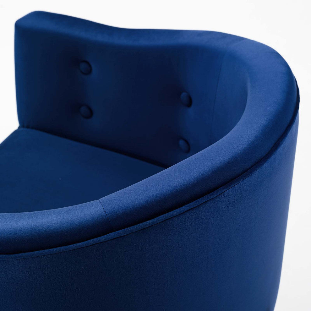Tufted Counter Stool Chair, Set of 2, Velvet, Metal, Blue Navy, Modern, Bar Pub