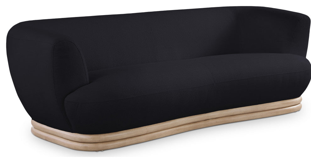 Kipton Boucle Fabric Upholstered Sofa, Black
