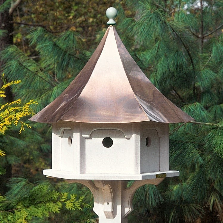 Carousel Bird House With Copper Roof by Lazy Hill Farm Designs, White and Polish