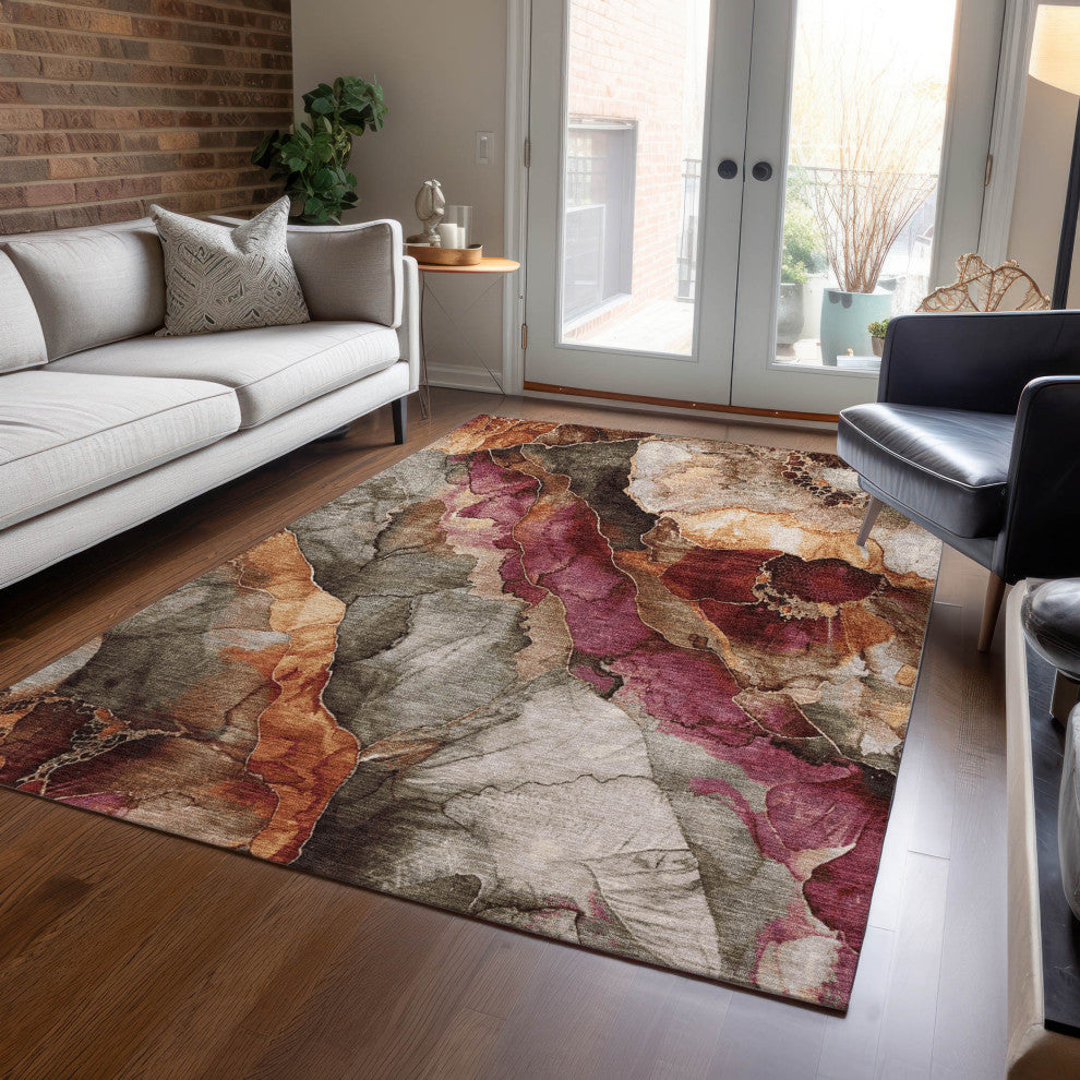 Machine Washable Indoor/Outdoor Chantille ACN1864 Khaki 10' x 14' Rug