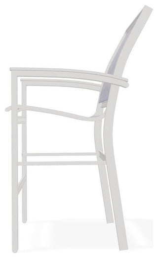 Bazza Sling Balcony Height Stackable Outdoor Stool, Brooks/Warm Gray