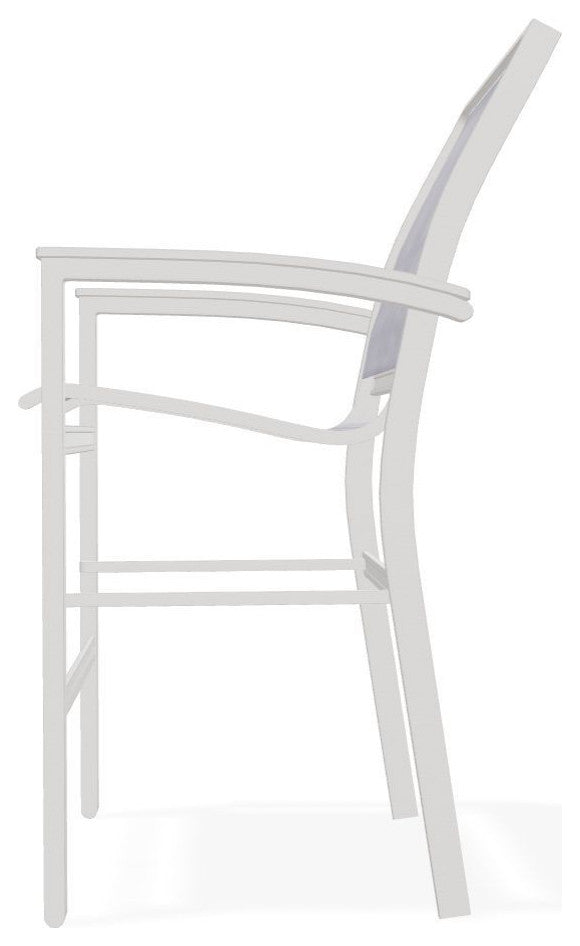 Bazza Sling Balcony Height Stackable Outdoor Stool, Brooks/Warm Gray