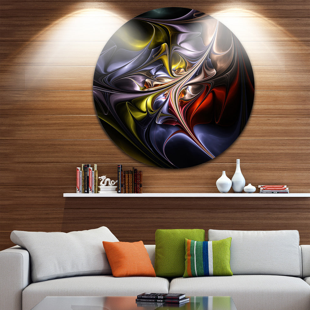 Multicolored Stained Floral Shapes, Floral Round Wall Art, 11"